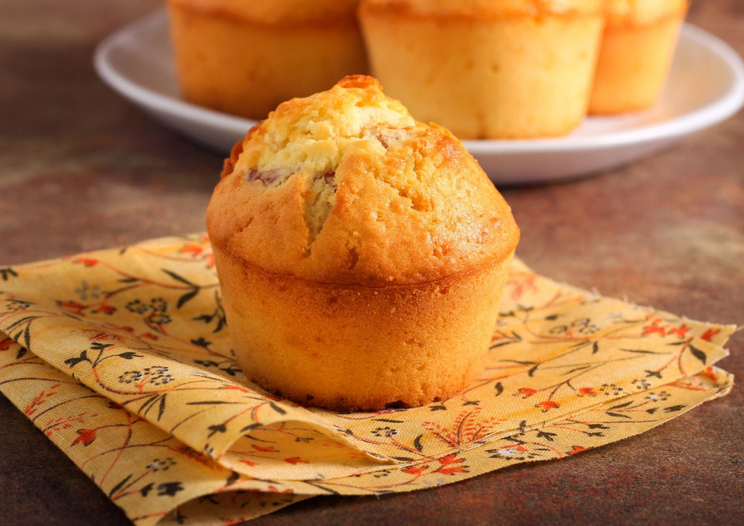 Muffins à la pulpe d'abricot et pêche