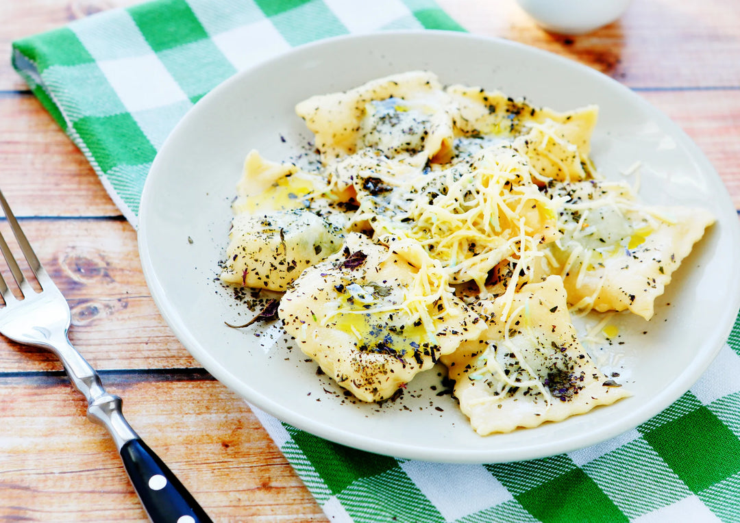 Cocottes ravioles et fromage de chèvre